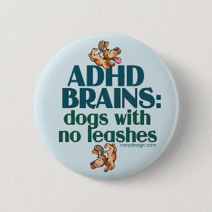 Bóton Redondo 5.08cm CÉREBROS de ADHD (azuis)