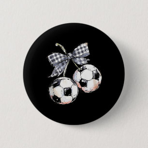 Bóton Redondo 5.08cm Cerejas Futebol Xadrez Coquette Dia de Jogo