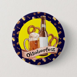 Bóton Redondo 5.08cm Cerveja e Pretzels do Oktoberfest