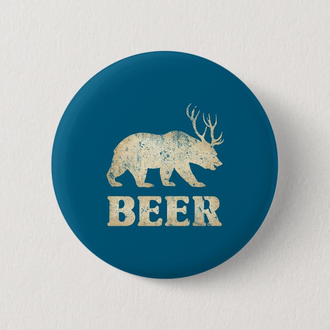 Bóton Redondo 5.08cm Cerveja Vintage Bear Deer  (Frente)