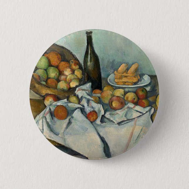 Bóton Redondo 5.08cm Cesta de Maçãs de Paul Cezanne Vida Estática Vinta (Frente)