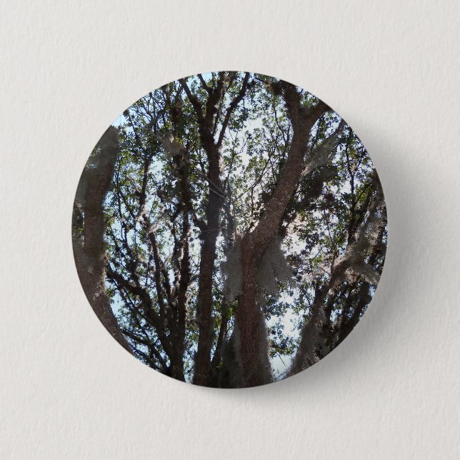 Bóton Redondo 5.08cm céu azul de carvalho e musgo (Frente)