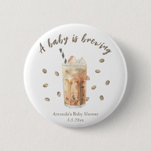 Bóton Redondo 5.08cm Chá de bebê de café com gelo em aquarela