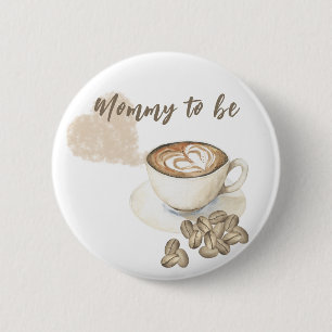 Bóton Redondo 5.08cm Chá de bebê de café - mamãe de barriga