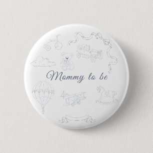Bóton Redondo 5.08cm Chá de Bebê Tema Berçário Toile de Jouy Mamãe Futu
