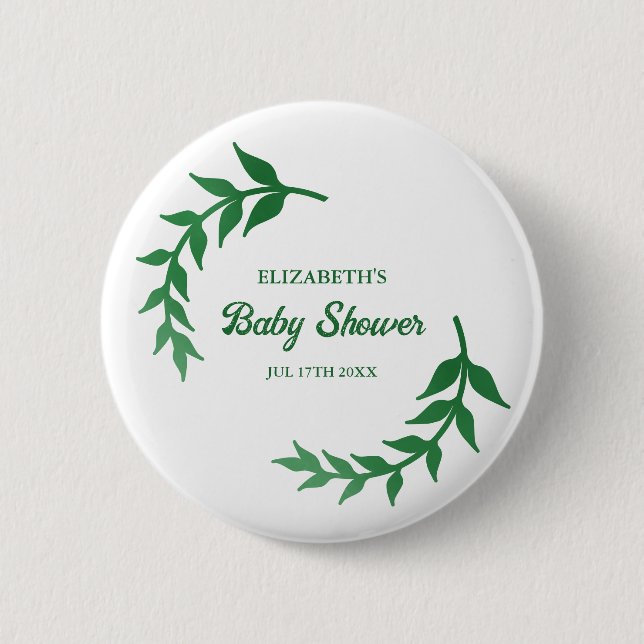 Bóton Redondo 5.08cm Chá de fraldas Chic Greenery (Frente)