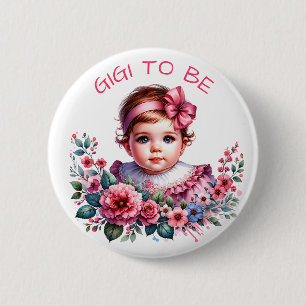 Bóton Redondo 5.08cm Chá de fraldas da Vintage Baby Girl   Gigi a ser