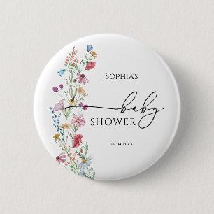 Bóton Redondo 5.08cm Chá de fraldas de flores silvestres