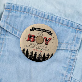 Bóton Redondo 5.08cm Chá de fraldas de Lumberjack Boys, Xadrez da Flore