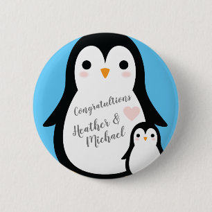 Bóton Redondo 5.08cm Chá de fraldas de pinguim