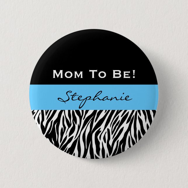 Bóton Redondo 5.08cm Chá de fraldas para o impressão moderno da zebra (Frente)