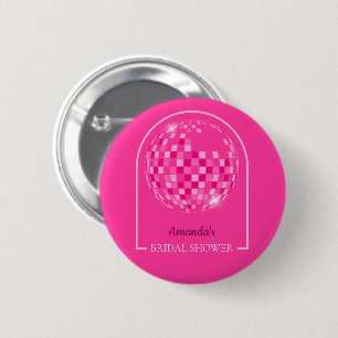 Bóton Redondo 5.08cm Chá de Noiva Boogie Disco Rosa Choque