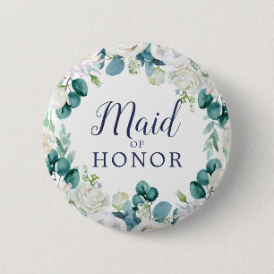 Bóton Redondo 5.08cm Chá de panela de Madrinha de casamento das Flores