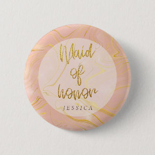 Bóton Redondo 5.08cm Chá de panela rosa Dourado de Glitter de Agitação