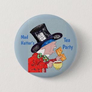 Bóton Redondo 5.08cm Chá e biscoitos da Festa do Chá de Mad Hatter