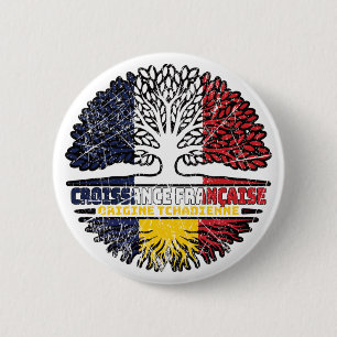 Bóton Redondo 5.08cm Chade Chade French France Tree Roots Flag