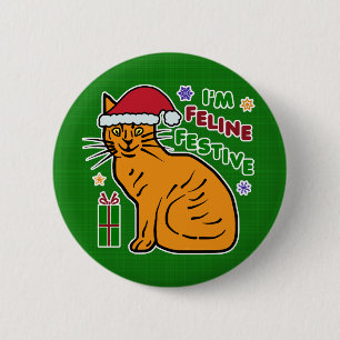 Bóton Redondo 5.08cm Chalaça festiva felino do feriado do gato