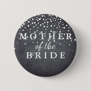 Bóton Redondo 5.08cm Chalkboard Glitter Mãe do Casamento Bride