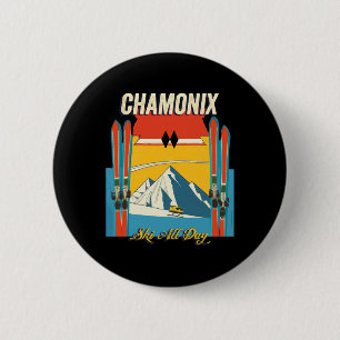 Bóton Redondo 5.08cm Chamonix France Ski O Dia Todo - Estilo De Vintage