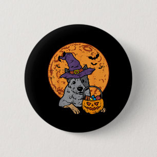 Bóton Redondo 5.08cm Chapéu de Bruxa Lua Jack O Lantern Halloween