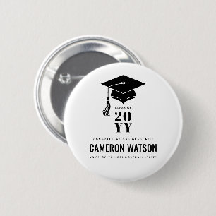 Bóton Redondo 5.08cm Chapéu de Graduação Moderno Personalizado e Borla