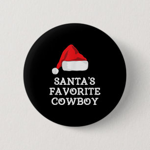 Bóton Redondo 5.08cm Chapéu de Natal de Cowboy Favorito do Papai Noel N