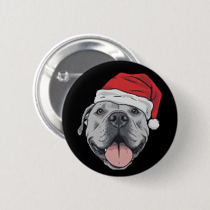 Bóton Redondo 5.08cm Chapéu de Papai Noel Pitbull Pit Natal Pet Amante