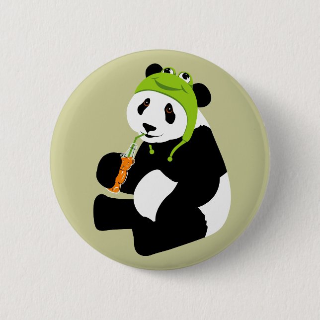 Bóton Redondo 5.08cm Chapéu do sapo da panda (Frente)