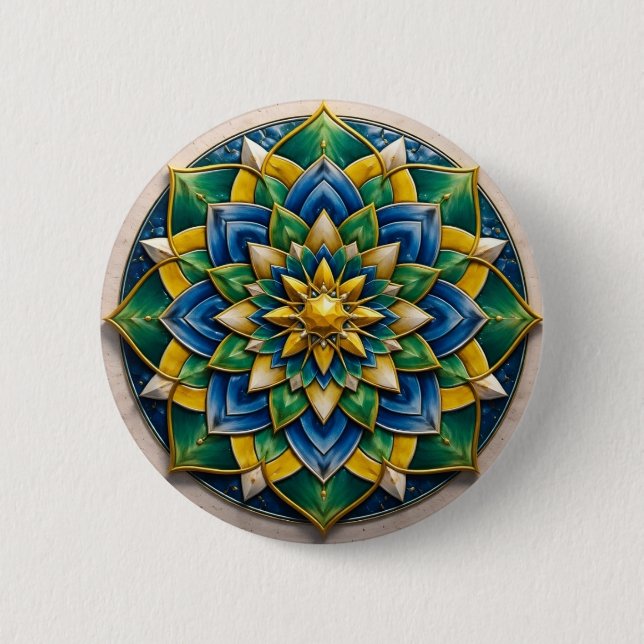 Bóton Redondo 5.08cm Chaveiro Mandala Luxo - 01 (Frente)