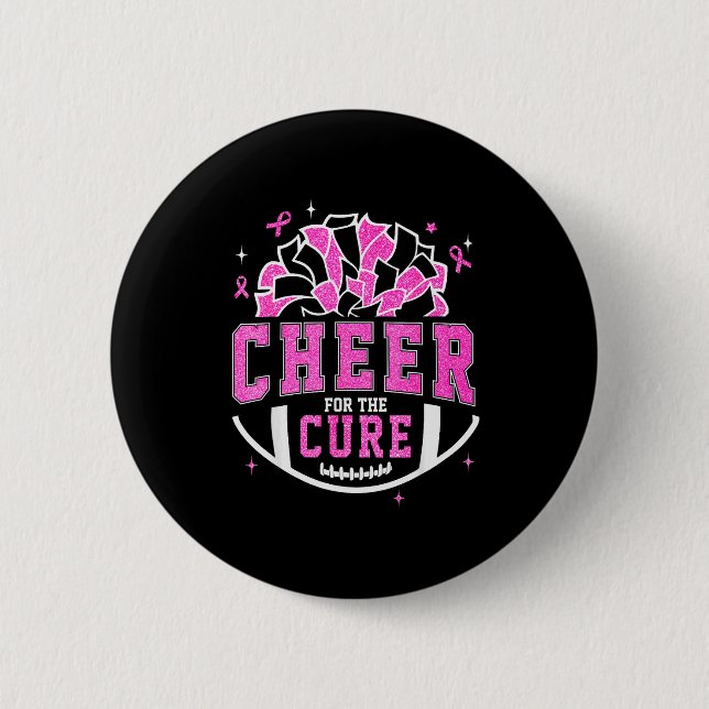 Bóton Redondo 5.08cm Cheer For The Breast Cancer Awareness Cheerleader  (Frente)