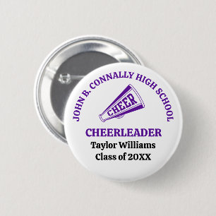 Bóton Redondo 5.08cm Cheerleader do Ensino Médio Roxa Personalizada