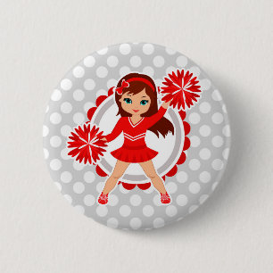 Bóton Redondo 5.08cm Cheerleader - elogio triguenho vermelho bonito