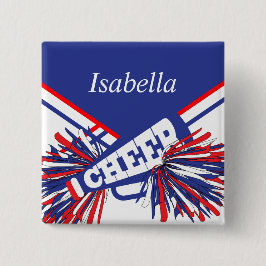 Bóton Redondo 5.08cm Cheerleader em azul, branco e vermelho