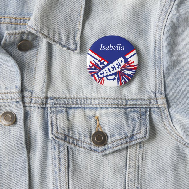 Bóton Redondo 5.08cm Cheerleader em azul, branco e vermelho (In Situ)