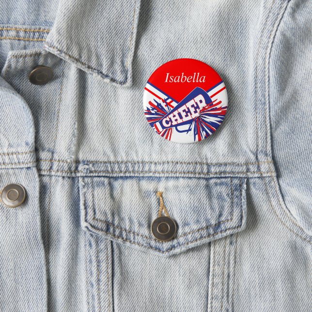 Bóton Redondo 5.08cm Cheerleader em azul, branco e vermelho (In Situ)