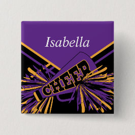 Bóton Redondo 5.08cm Cheerleader em roxo, Dourado e preto