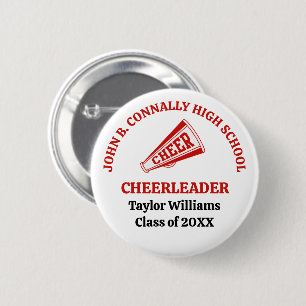 Bóton Redondo 5.08cm Cheerleader Personalizado do Ensino Médio Vermelho