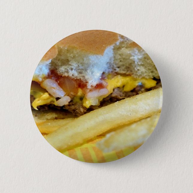 Bóton Redondo 5.08cm Cheeseburger e Fries (Frente)