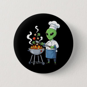 Bóton Redondo 5.08cm Chef Alienígena Engraçado Grelhando Anime Fighterb