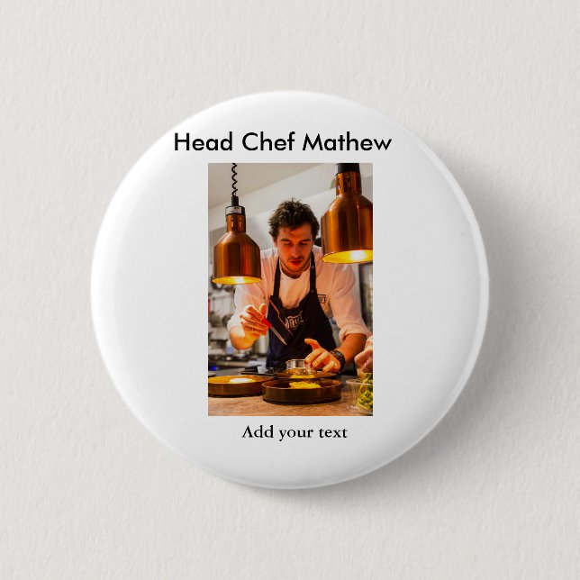 Bóton Redondo 5.08cm Chef cozinheiro adiciona nome SMS homens padaria d (Frente)