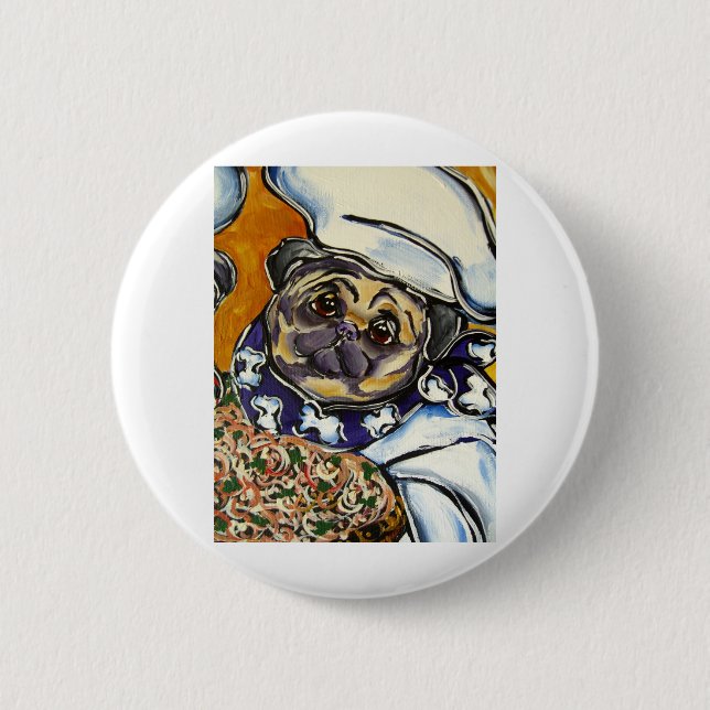 Bóton Redondo 5.08cm Chef Pug (Frente)