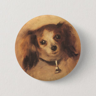 Bóton Redondo 5.08cm Chefe de um Cão de Pierre Renoir, Vintage Fine Ar