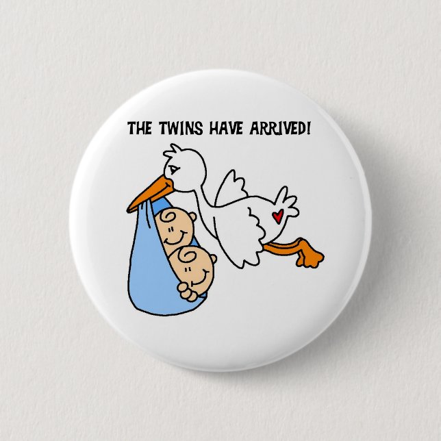 Bóton Redondo 5.08cm Chegada gêmea da cegonha (Frente)