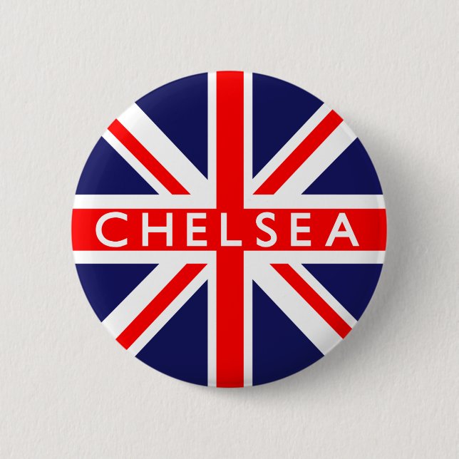 Bóton Redondo 5.08cm Chelsea: Bandeira Britânica (Frente)