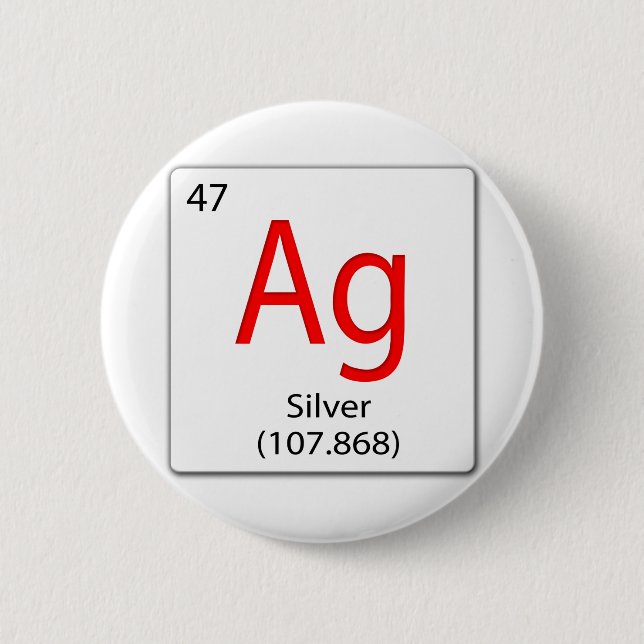 Bóton Redondo 5.08cm chemical element tile Ag - Silver (Frente)