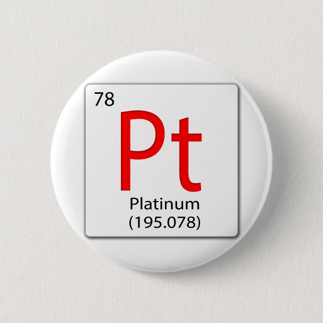 Bóton Redondo 5.08cm chemical element tile Pt - Platinum (Frente)
