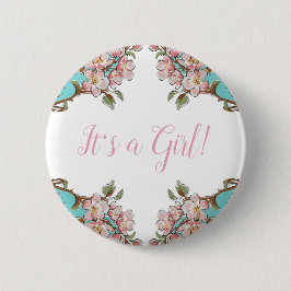 Bóton Redondo 5.08cm Cherry Blossom Chá de fraldas