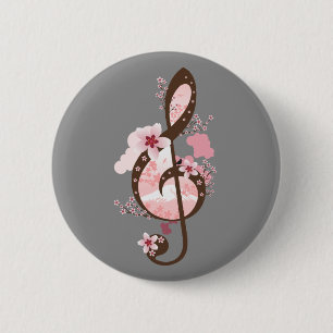Bóton Redondo 5.08cm Cherry Blossom Music