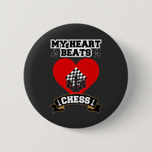 Bóton Redondo 5.08cm Chess Hearts Strategy Game Love Passion