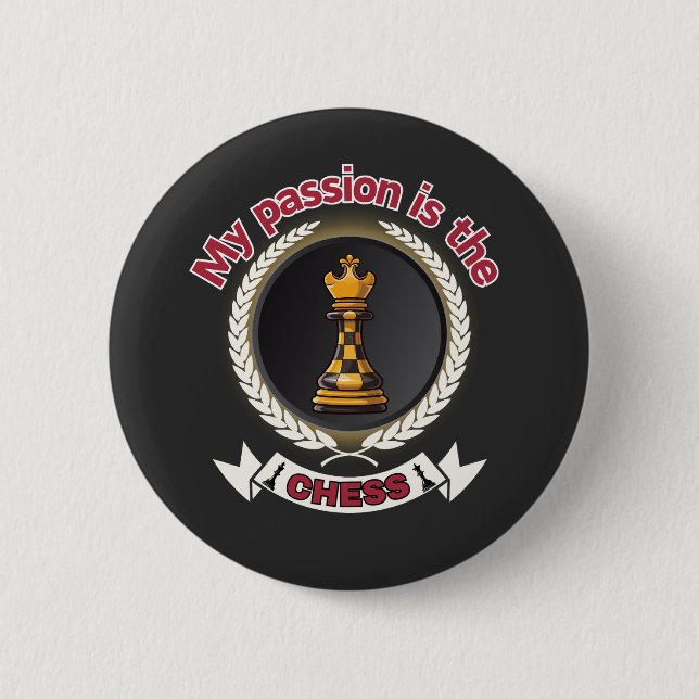 Bóton Redondo 5.08cm Chess King Laurel Crown Passion Strategy Power (Frente)
